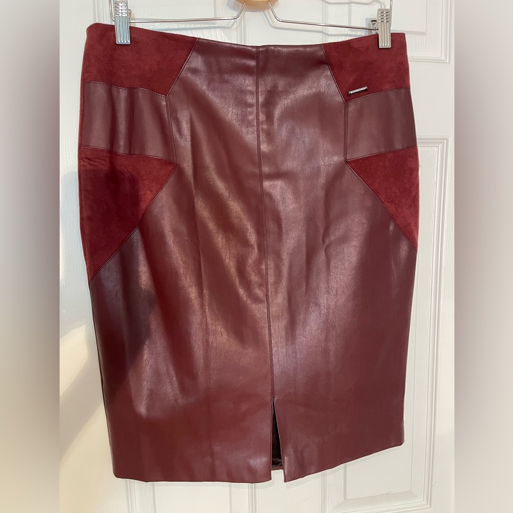 Burgundy Skirt Vegan Leather size L